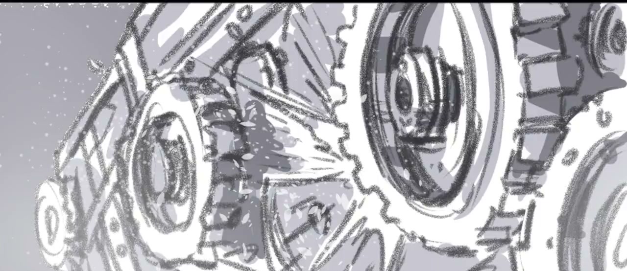 Storyboard: ancient gears grinding in shadow
