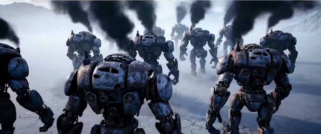 Final frame: giants walking through smoke